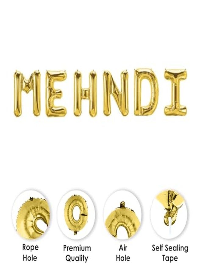 Just Party Mehndi Theme Foil Balloon Banner Combo - Set Of 6Pcs For Unforgettable Celebrations, Gold - Image 5